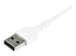 StarTech.com 1m USB A to USB C Charging Cable, Durable Fast Charge & Sync USB 2.0 to USB Type C Data Cord, Rugged TPE Jacket Aramid Fiber M/M 3A White, Samsung S10, S20, iPad Pro, Pixel - Nærbillede